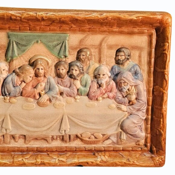 Vintage Last Supper Holland Mold 3D Jesus Religious Christian Wall Plaque - Picture 7 of 11